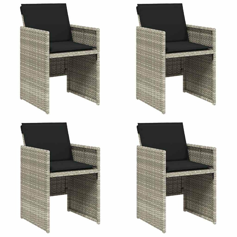 Chaises de jardin avec coussins lot de 4 gris clair poly rotin