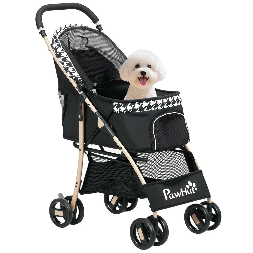 Poussette pour chien acier pour petits animaux pliable avec panier 80x44x97cm noir - comfortxl outdoor living