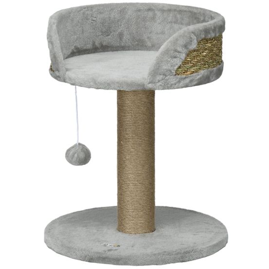 Arbre à chat compact griffoir jute lit douillet balle suspendue 49cm gris - comfortxl pet living