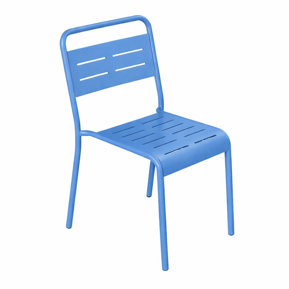 Ensemble de 4 chaises de jardin empilables bleues bergame