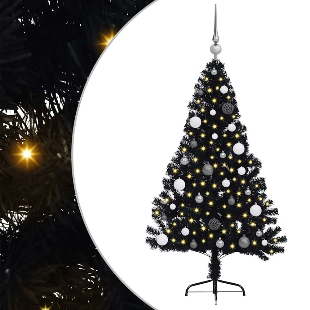 Sapin de noël artificiel pré-éclairé noir 150 cm pvc