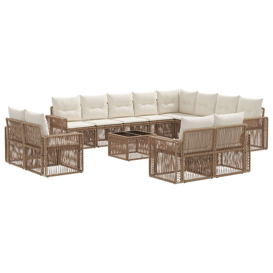 Ensemble de canapé de jardin 13 pcs beige et blanc crème