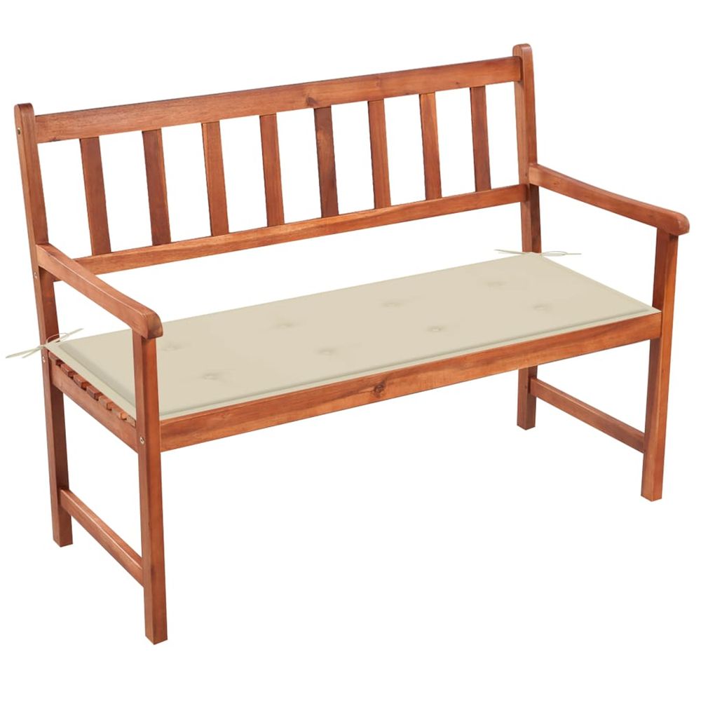 Banc de jardin avec coussin 120 cm bois d'acacia massif