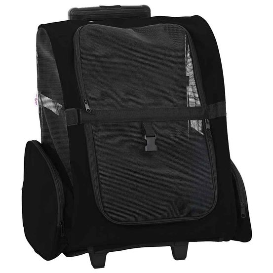 Chariot de transport 3 en 1 tissu oxford pour chien et chat voyage noir