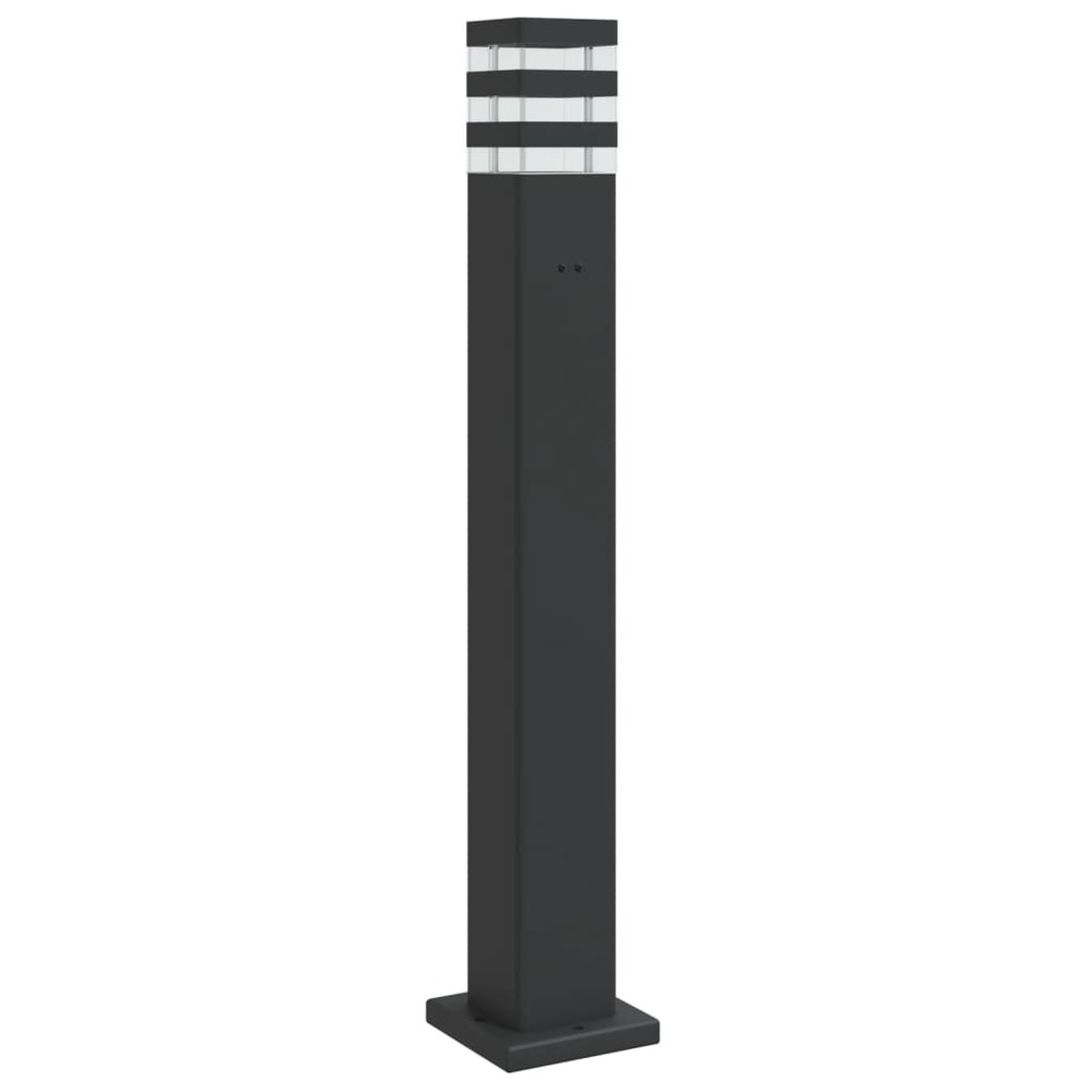 Lampadaire d'extérieur avec sortie 80 cm aluminium noir