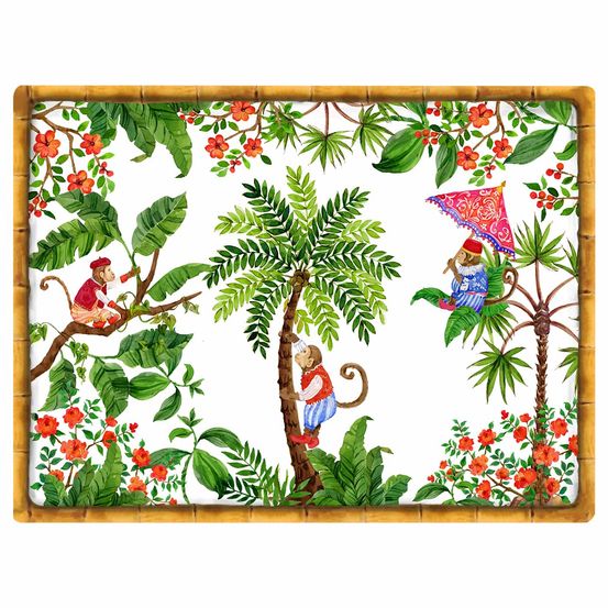Set de table rectangulaire (40 x 30 cm) lot de 6 - singes de bali