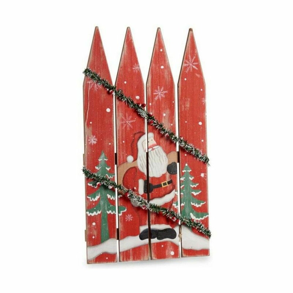 Panneau père noël clôture 34,7 x 4 x 60 cm rouge blanc vert plastique bois mdf