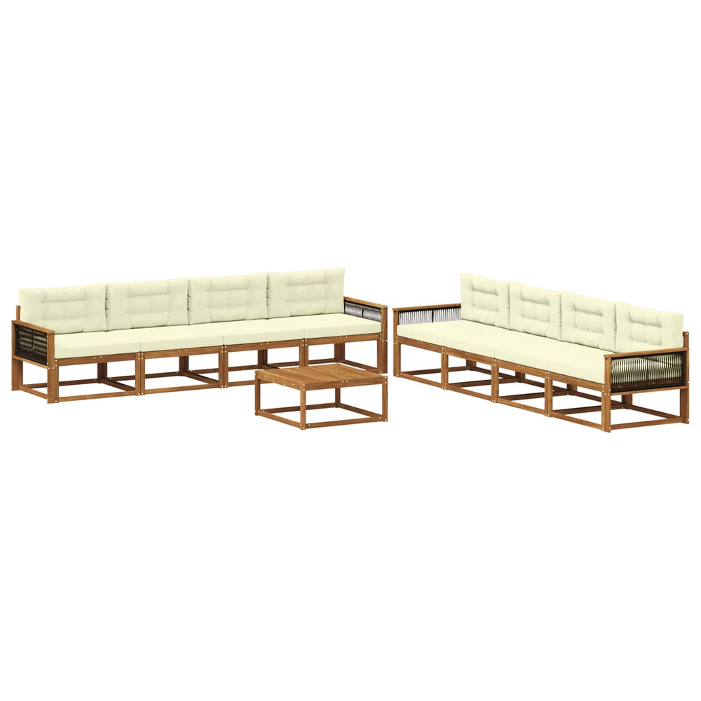 Ensemble de canapés d'extérieur 9 pcs naturel et crème