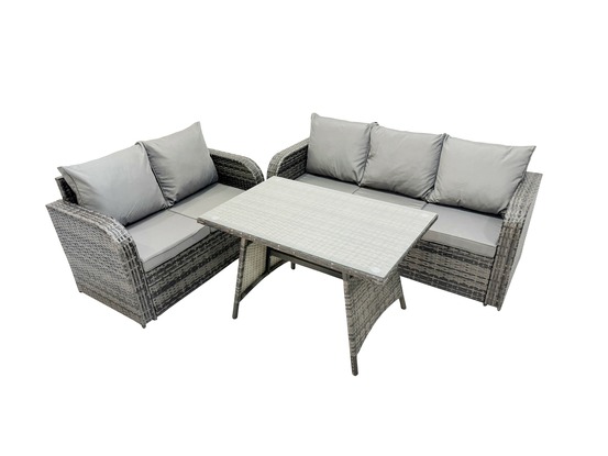 Dossier haut ensemble de meubles de jardin en rotin table à manger set canapé d'amour canapé 3 places