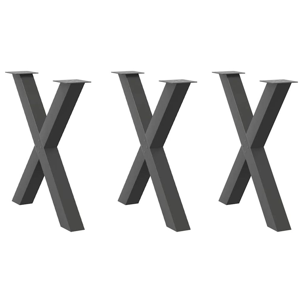 Pieds de table à manger en forme de x, 3 pièces, anthracite, 70 x (72-73) cm, acier
