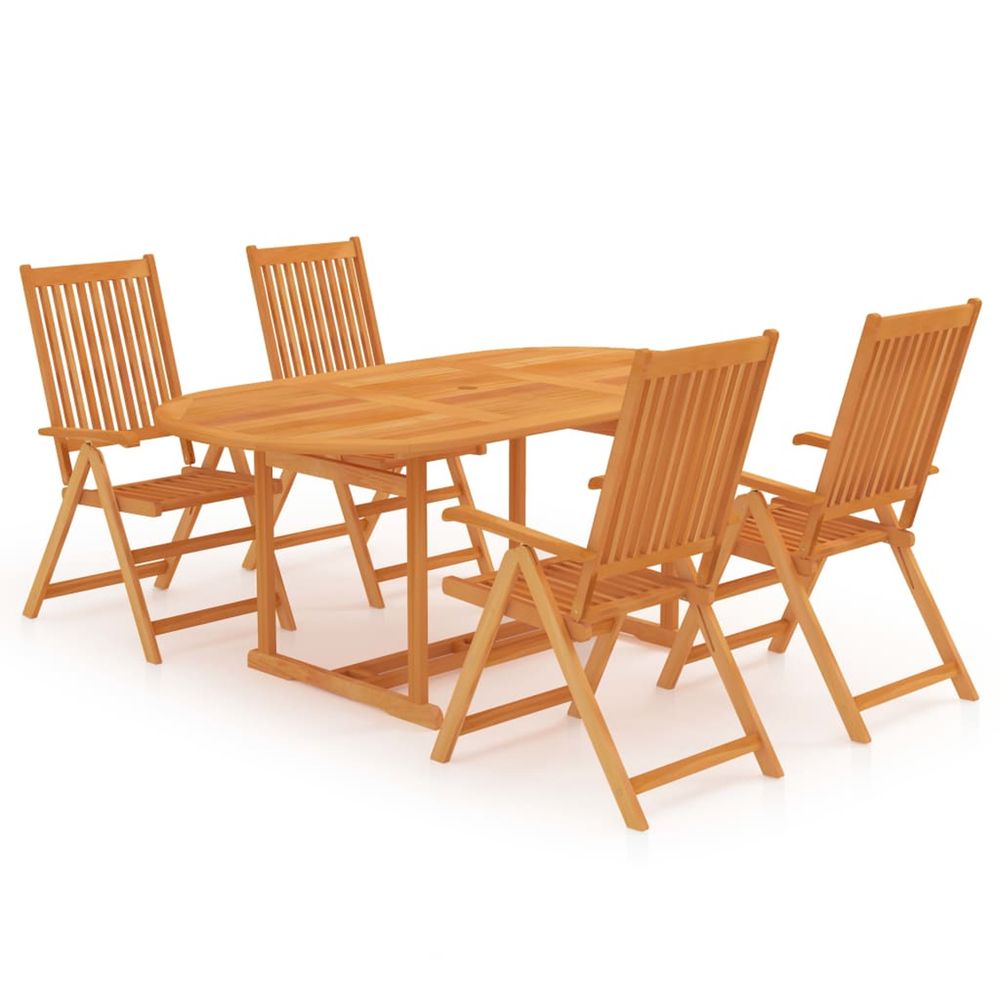 Ensemble à manger de jardin 5 pcs bois de teck massif