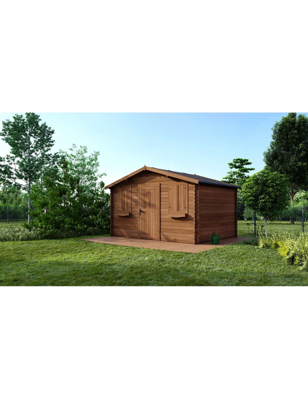 Abri de jardin en bois - 12m2 - 4x3m - traité - ep. 28mm - couleur: marron - dom418 - altanka