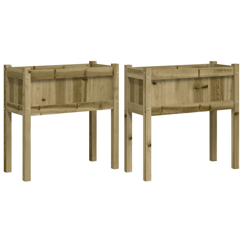 Jardinières 2 pcs avec pieds bois de pin imprégné