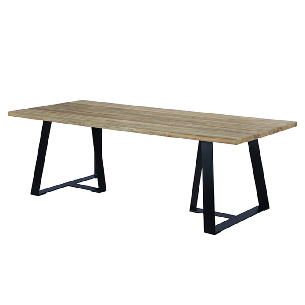 Table métal anthracite et teck recyclé 300 x 110 cm orsay