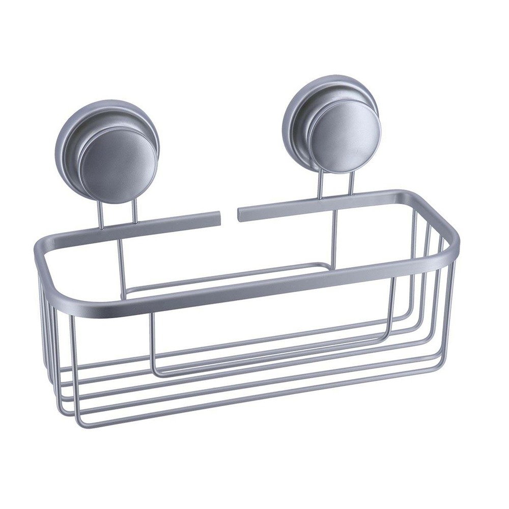 Panier rectangulaire aluminium sur ventouses - chrome