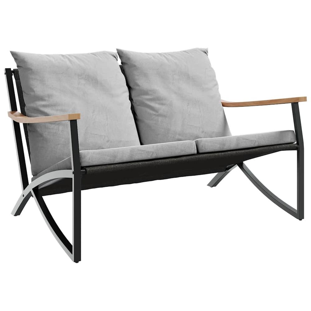 Banc de jardin avec coussins 120 cm noir acier