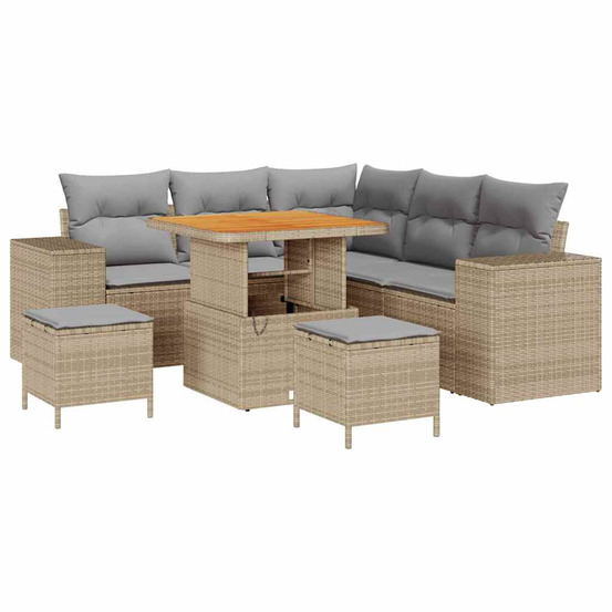 Ensemble de canapé de jardin 8 pcs beige et gris clair
