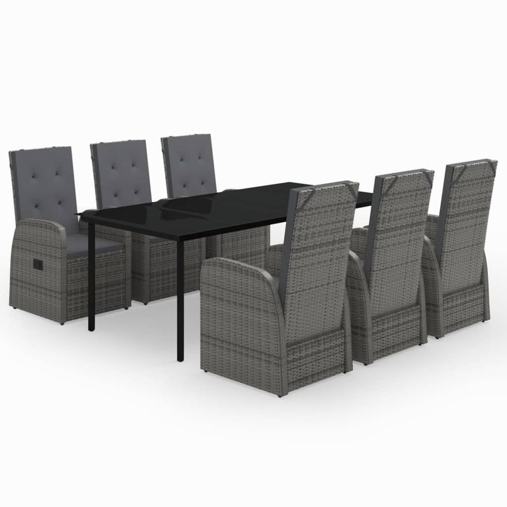 Ensemble à manger de jardin avec coussins 7 pcs gris