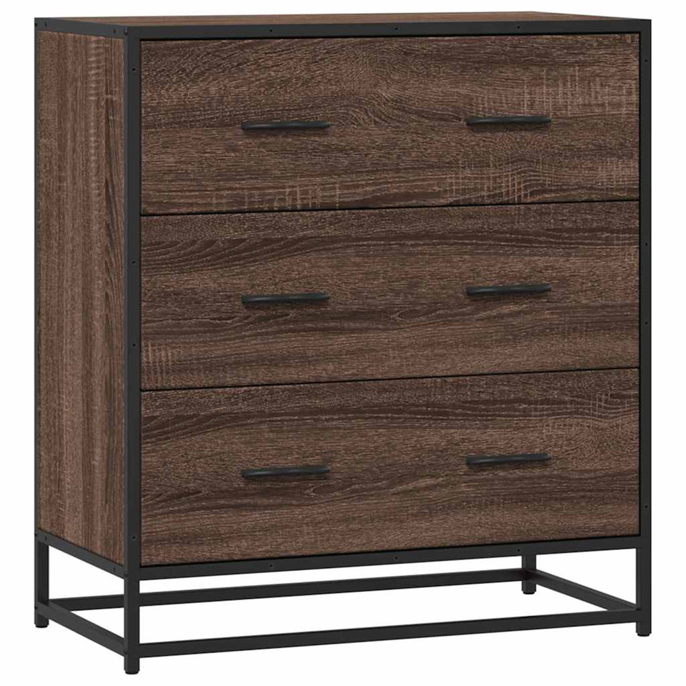 Buffet chêne marron 68x35x76 cm bois d'ingénierie et métal