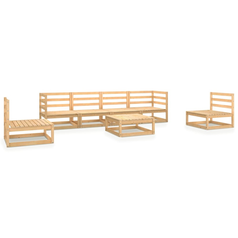 Salon de jardin meuble d'extérieur ensemble de mobilier 7 pièces bois de pin massif