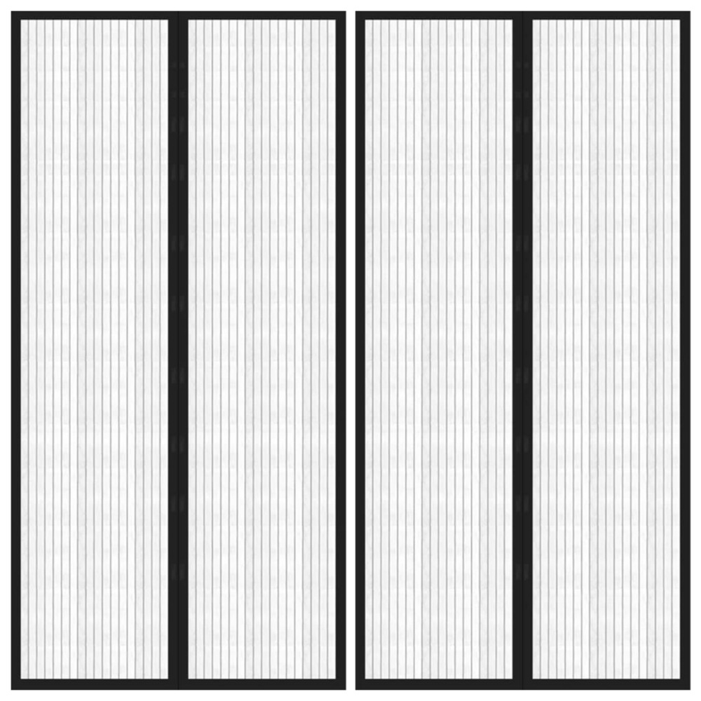 Rideaux de porte anti-insectes 2 pcs et aimants noir 220x100 cm