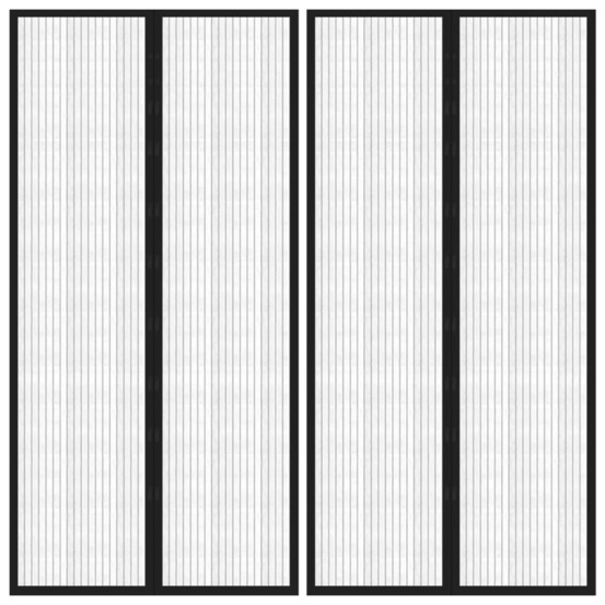 Rideaux de porte anti-insectes 2 pcs et aimants noir 220x100 cm
