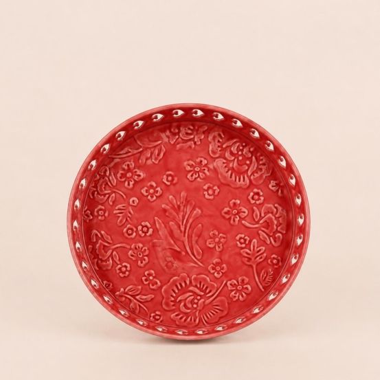 Plateau en métal avec motifs en relief rose 31cm