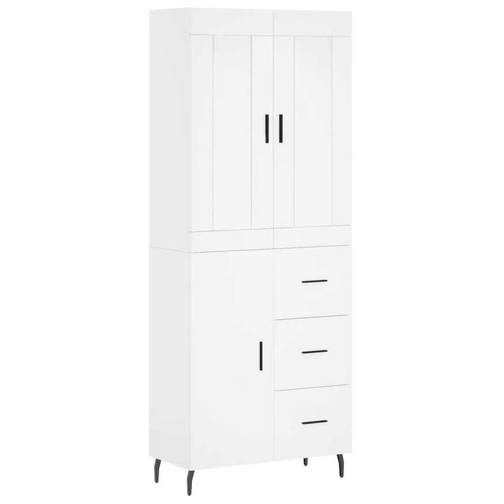 Buffet bahut commode armoire meuble de rangement organisateur cuisine salle de séjour salon haut 69,5 x 34 x 180 cm bois d'in