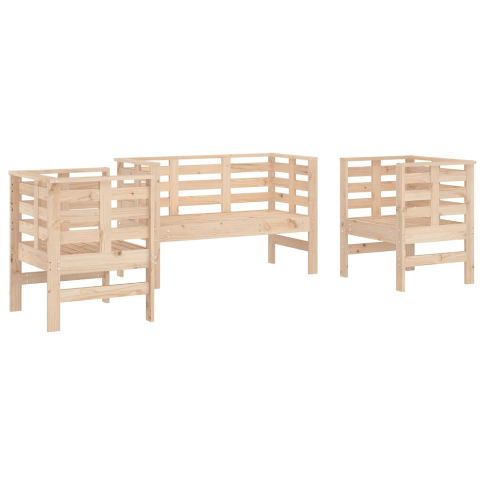 Salon de jardin 3 pcs bois massif de pin