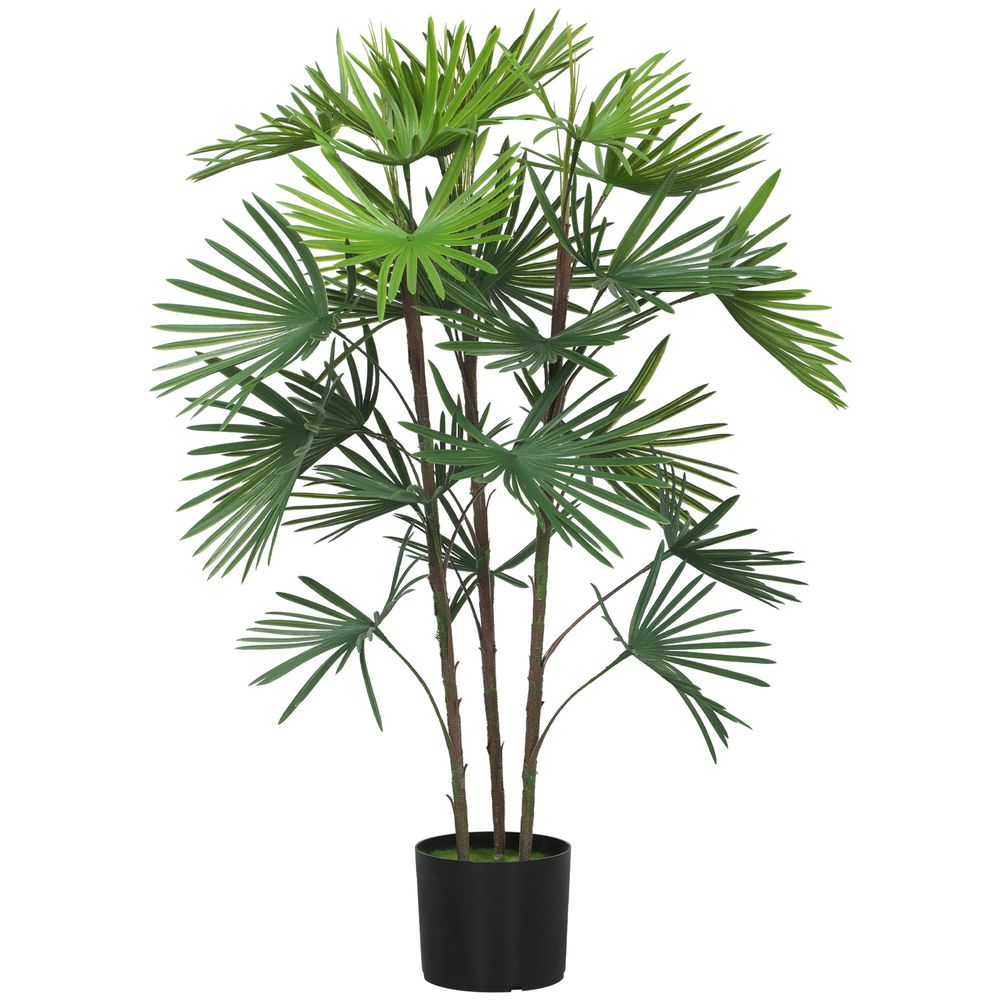 Palmier artificiel plastique métal 90 cm vert en pot pour intérieur ambiance tropicale