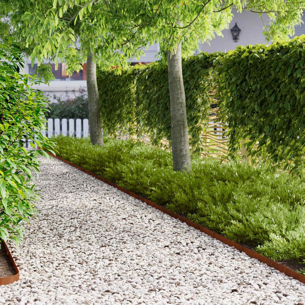 Bordure pelouse acier aménagement jardin séparation espaces 50 pcs 102x4x4cm rouillé