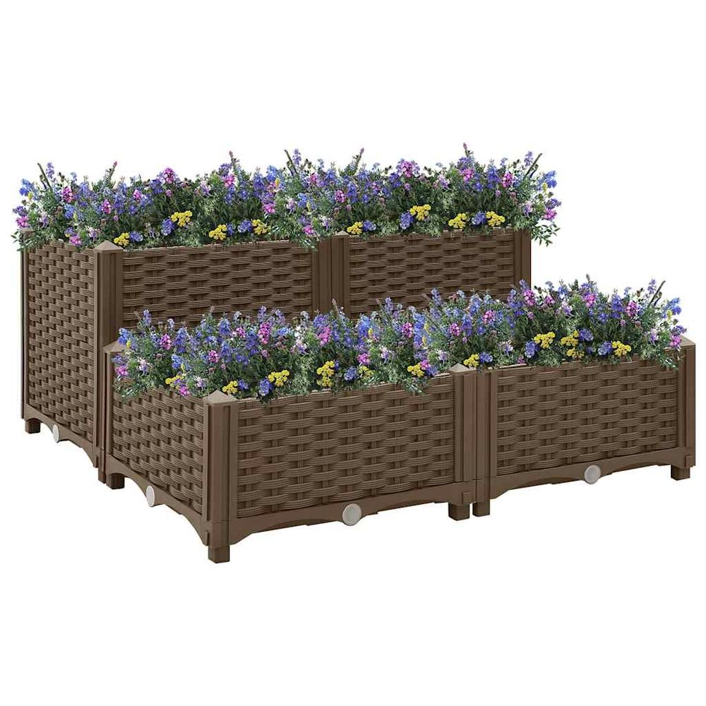 Carré potager 80x80 cm en polypropylène pour jardin et terrasse couleur brun