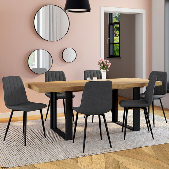 Lot de 6 chaises mira en tissu gris foncé pour salle à manger