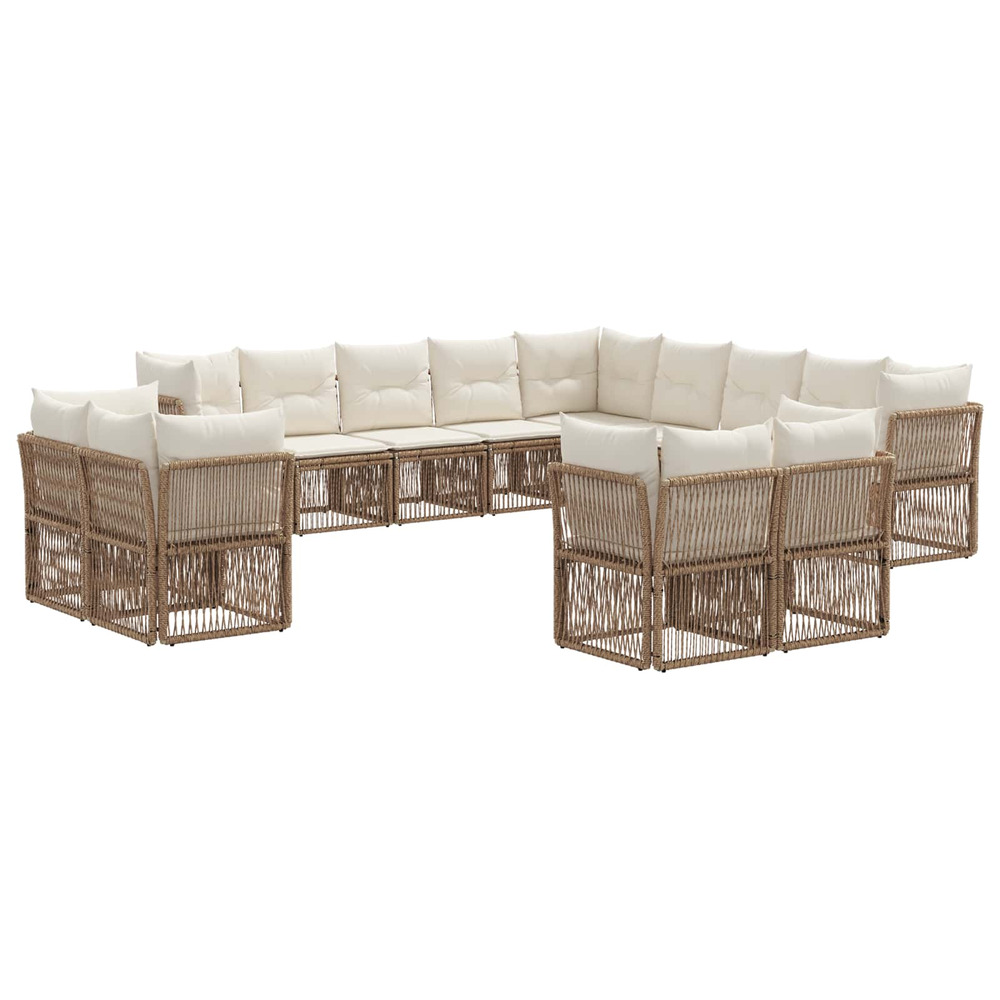 Ensemble de canapé de jardin 13 pcs beige polyrotin