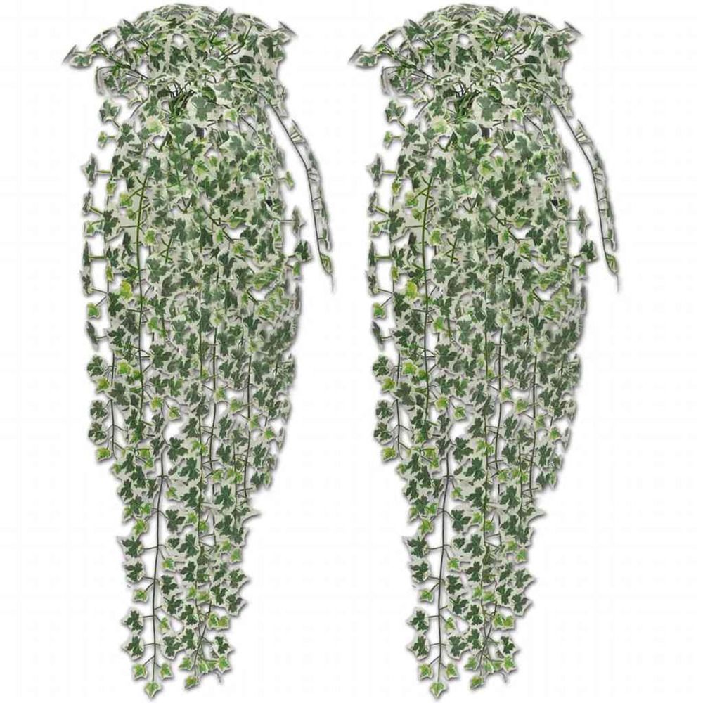 2 pcs Lierre artificiel Vert panaché 90 cm
