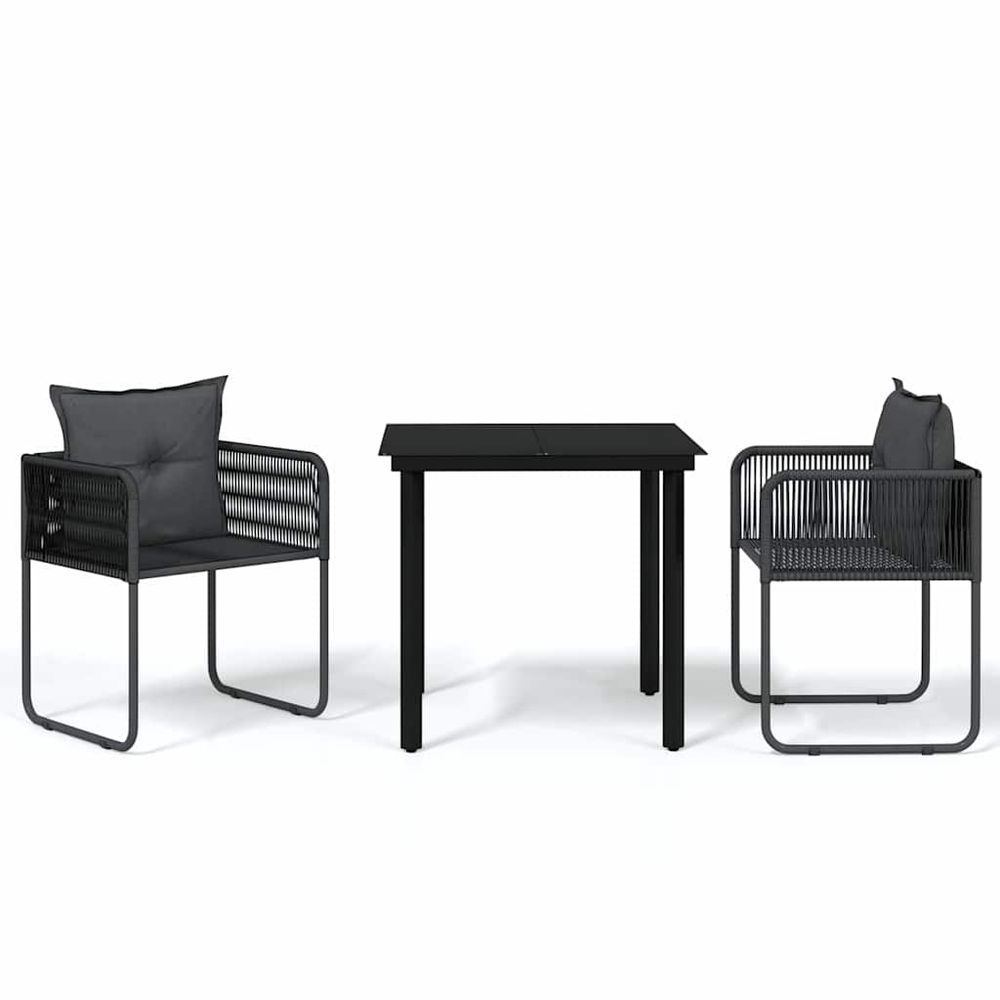Ensemble à manger de jardin 3 pcs noir