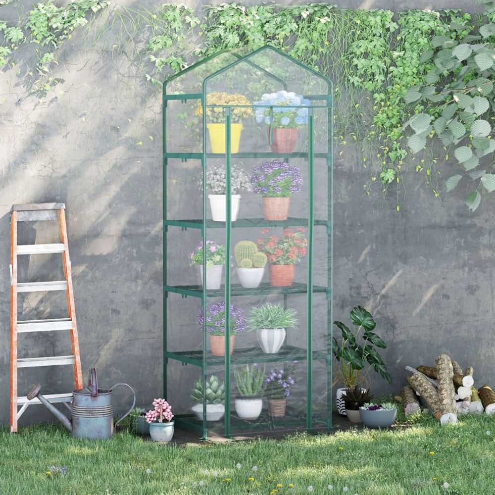 Serre de jardin acier pvc transparent 69 x 49 x 193 cm 5 niveaux terrasse protection plantes - comfortxl outdoor living
