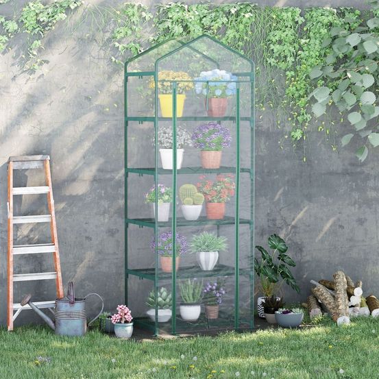 Serre de jardin acier pvc transparent 69 x 49 x 193 cm 5 niveaux terrasse protection plantes - comfortxl outdoor living