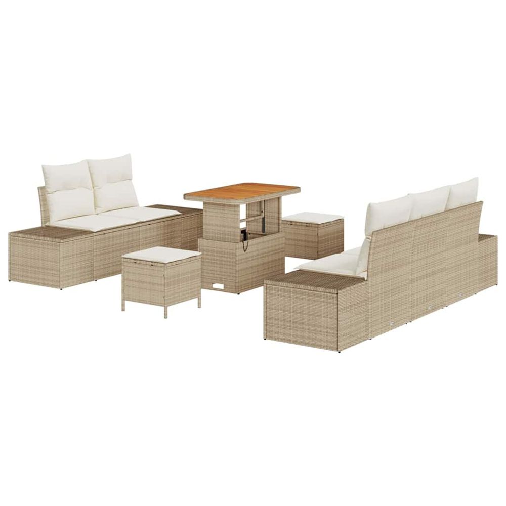 Ensemble de canapé de jardin 8 pc beige polyrotin