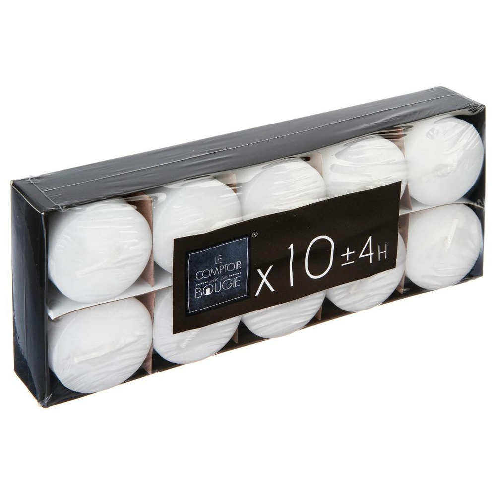Lot de 10 bougies - blanc - 330g