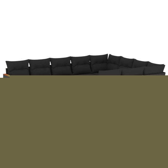 Salon de jardin 10 pcs avec coussins noir résine tressée