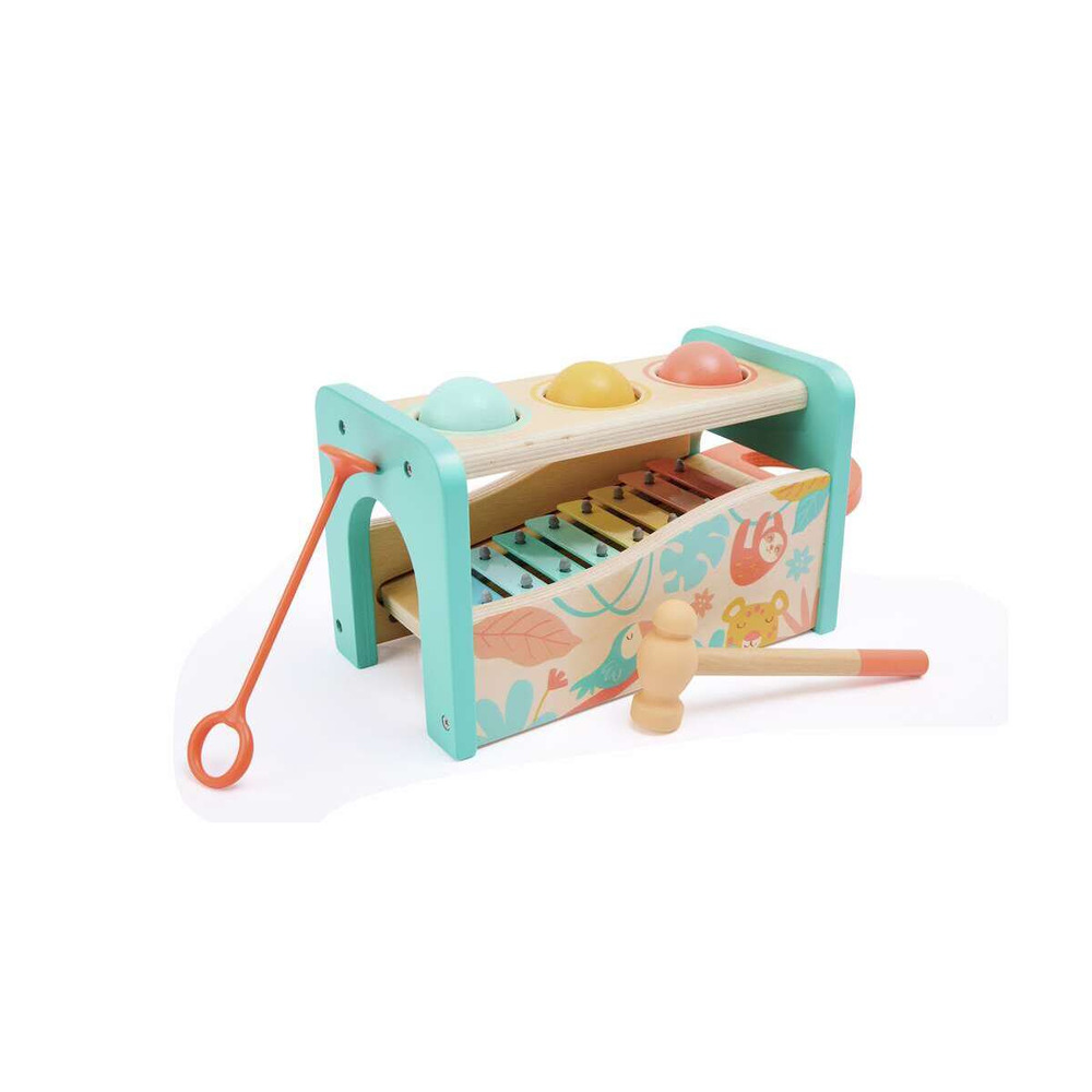 Banc à marteler en bois thème jungle pour enfants