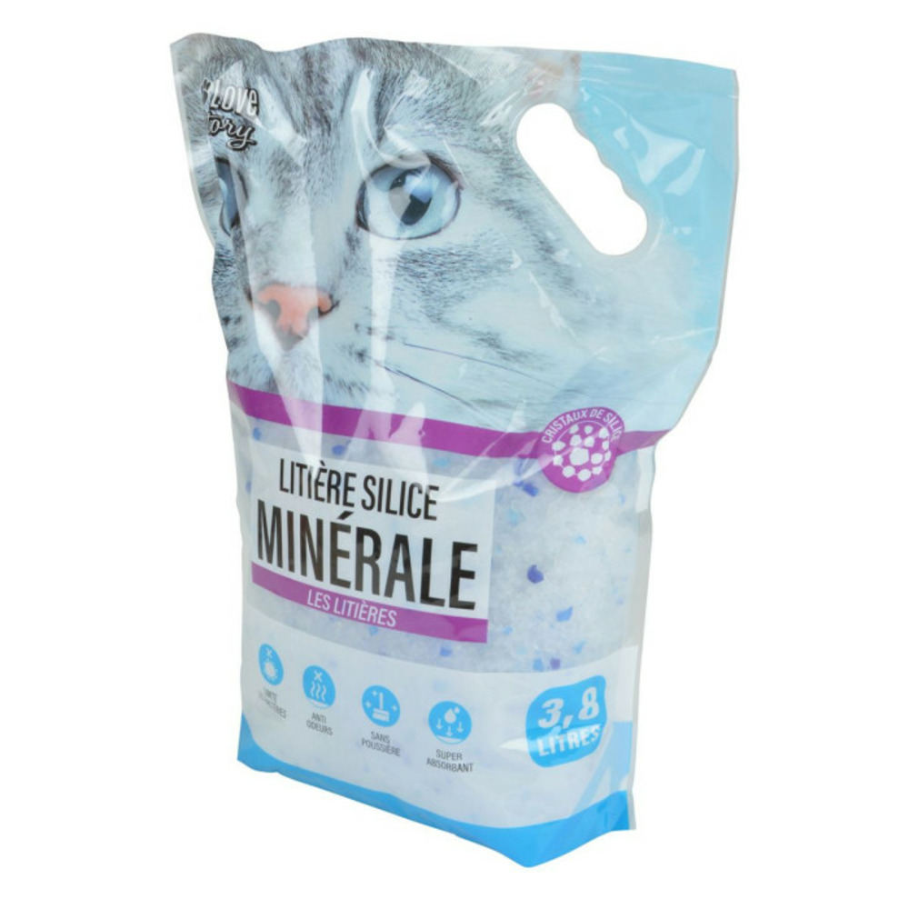 Litière pour chat en silice minérale 3,8l bleu