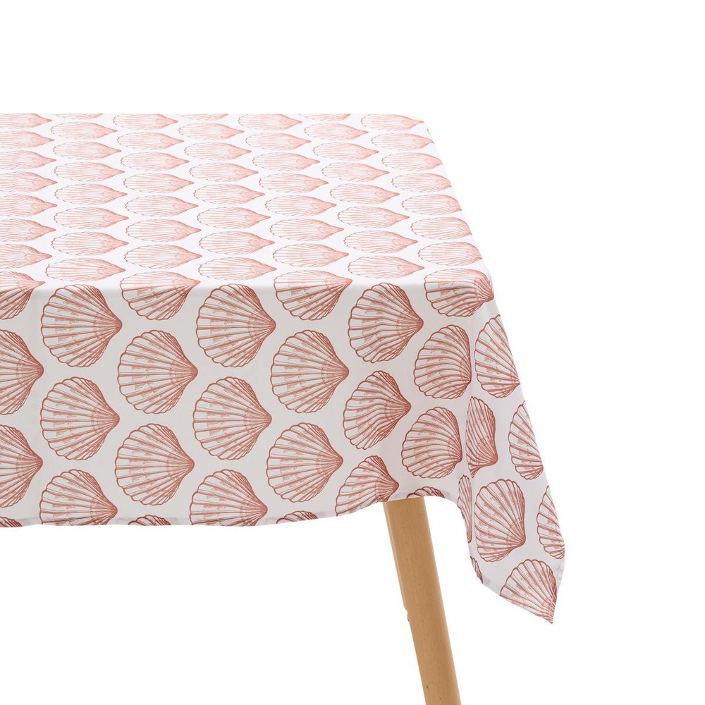 Nappe oceania 300x150cm terracotta imprimé coquillage