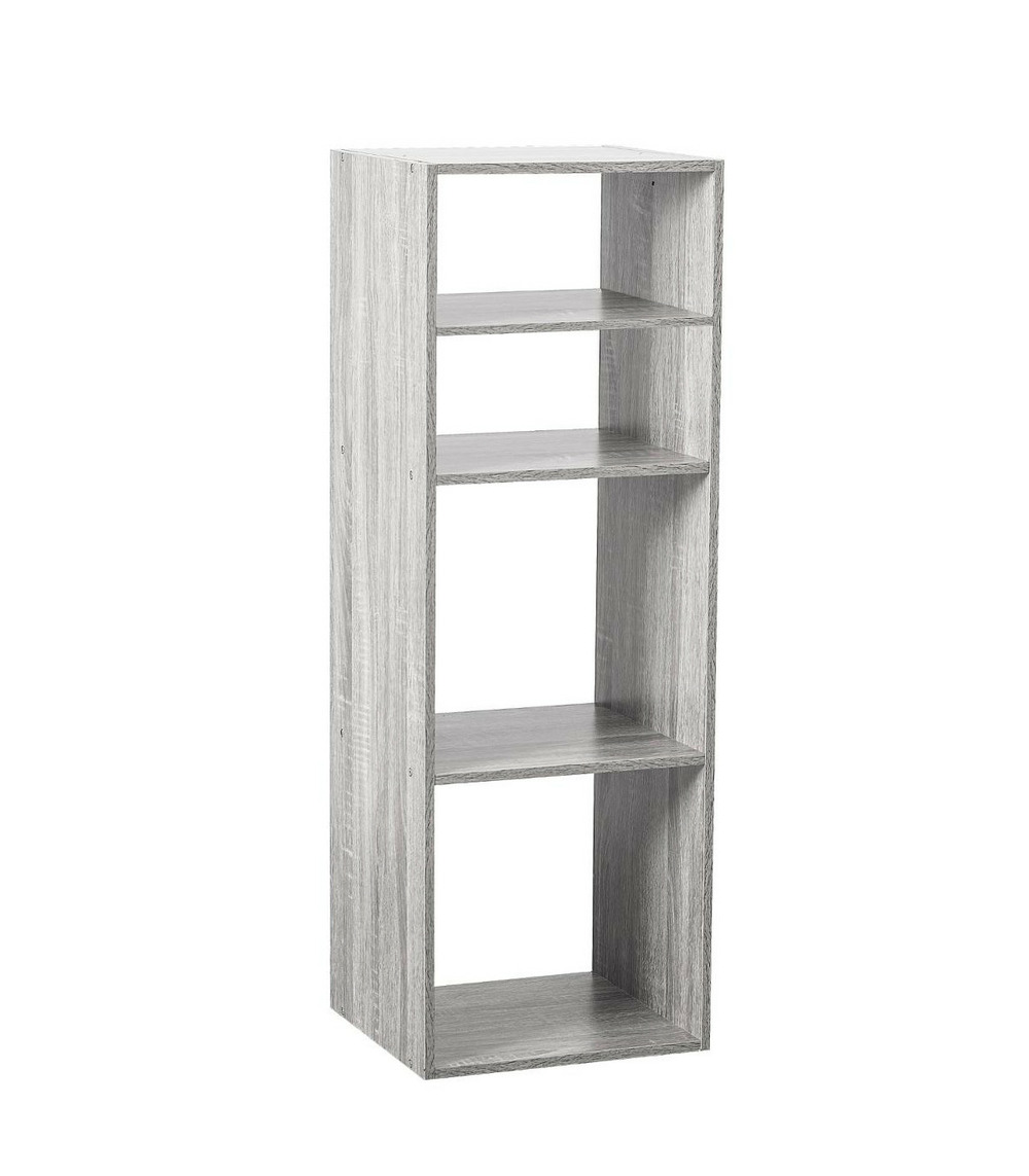 Meuble étagère 4 cases de rangement effet chêne gris h 100.5 cm