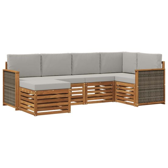 Ensemble de canapés d'extérieur 5 pc naturel et gris clair