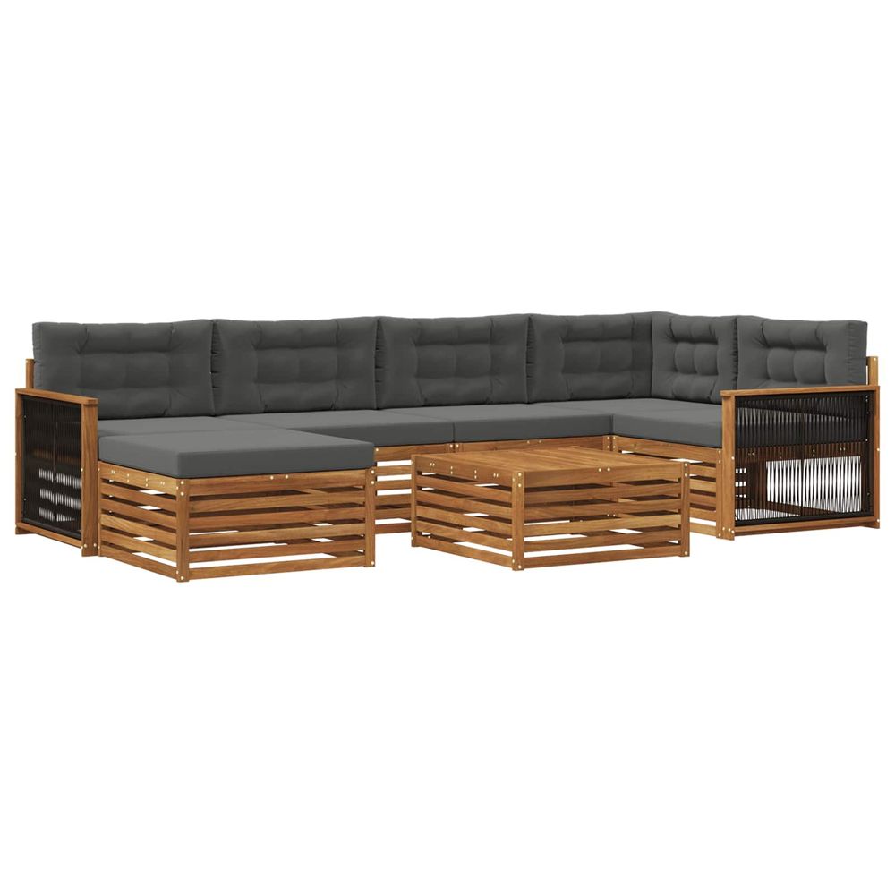 Ensemble de canapés d'extérieur 7 pc naturel et anthracite