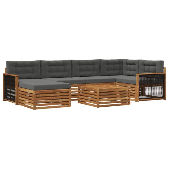 Ensemble de canapés d'extérieur 7 pc naturel et anthracite