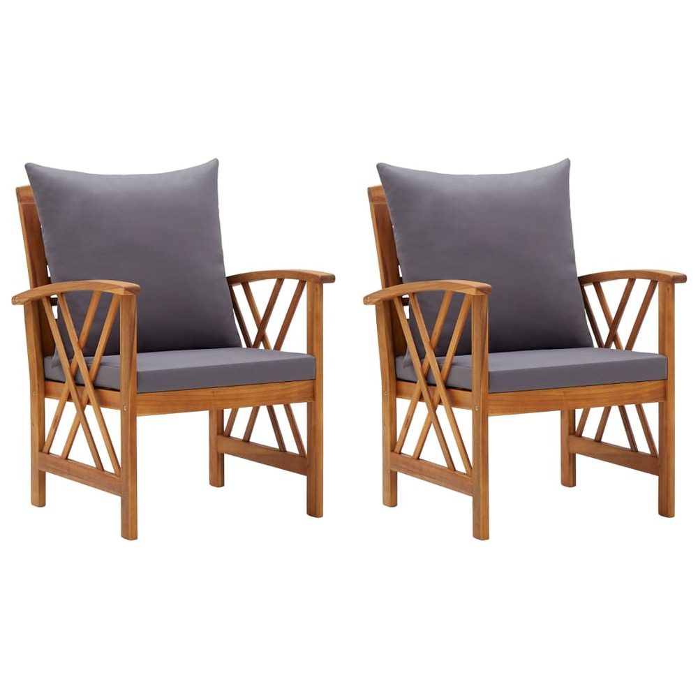 Chaises de jardin avec coussins lot de 2 bois d'acacia massif