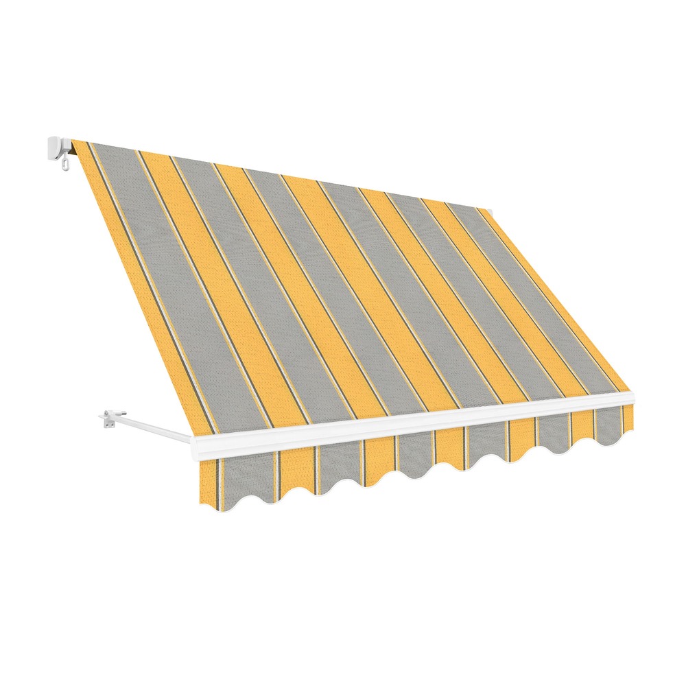 Store banne manuel 2,5x2m jaune – support plafond/mur – ancrage rambarde